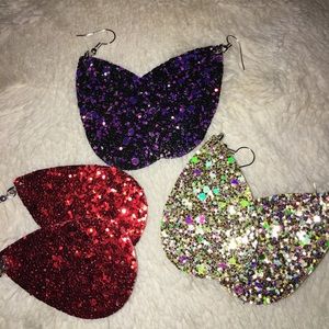 3 pair of NWT leather/glitter earrings